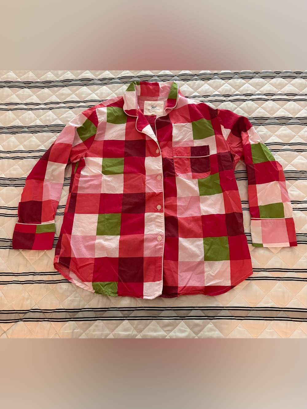 PrintFresh Pink Green Red Buffalo Plaid Pajamas Loungewear Set Top Pants Small - Picture 10 of 11